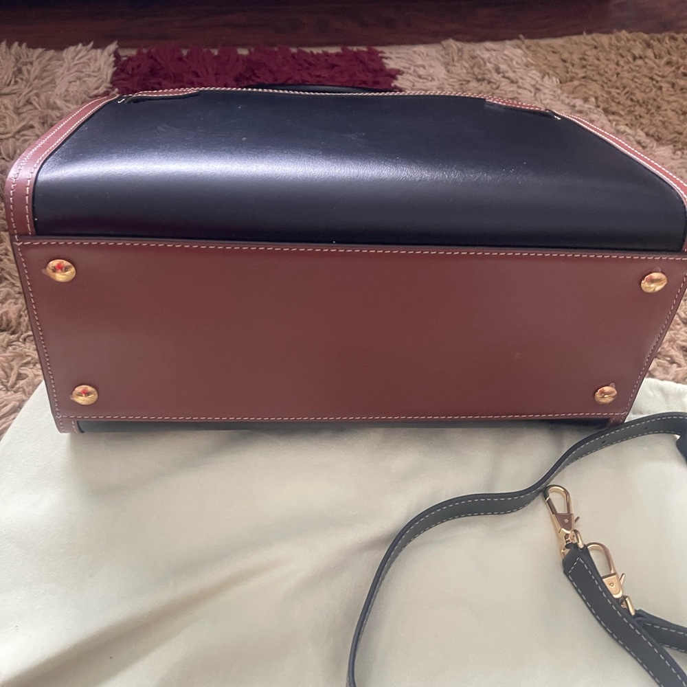 Burberry Title Vintage Check Leather Satchel Black Brown - Picture 7 of 15